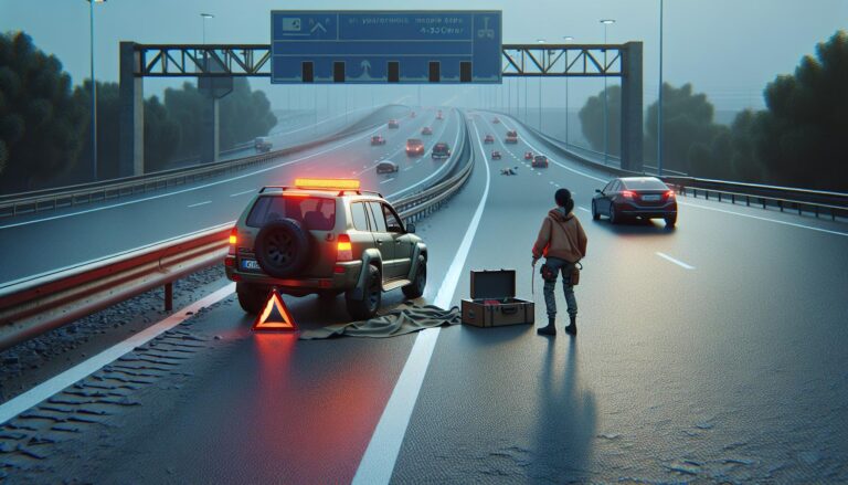 Car breaks down on a motorway.